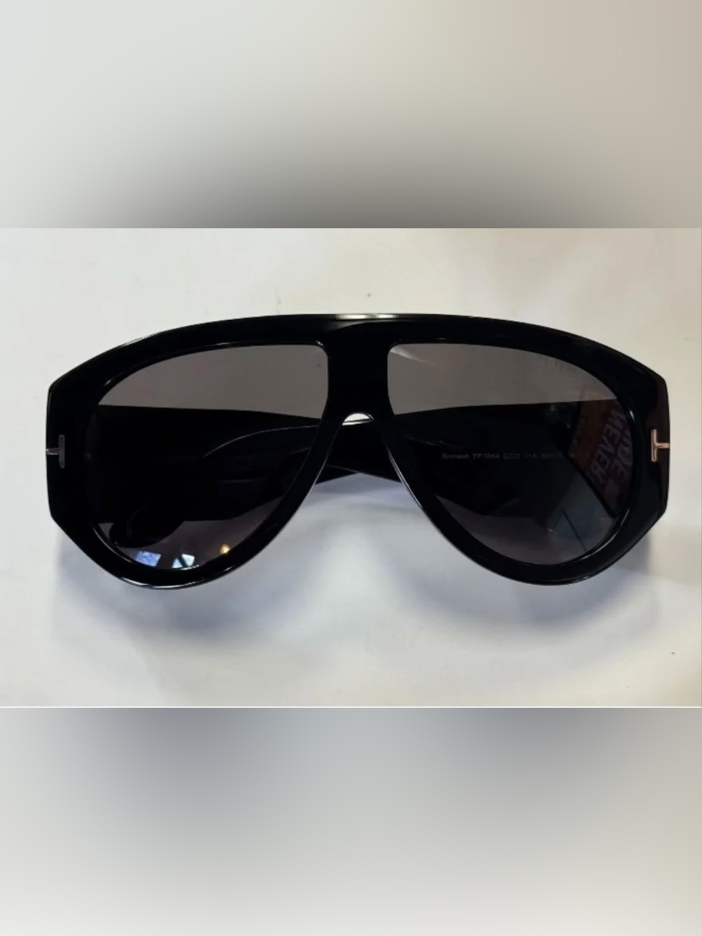 Tom Ford Black Shield Sunglasses with Dark Smoke Lenses - Picture 9 of 12